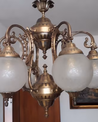 LAMPADARIO  metallo ottonato 6 LUCI sala