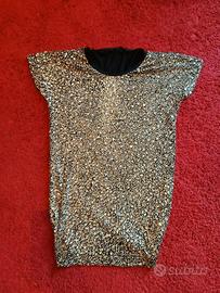 Vestito Pinko nero paillettes argento mini dress