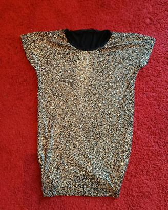 Vestito Pinko nero paillettes argento mini dress