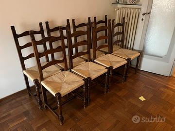 8 sedie rustiche in legno