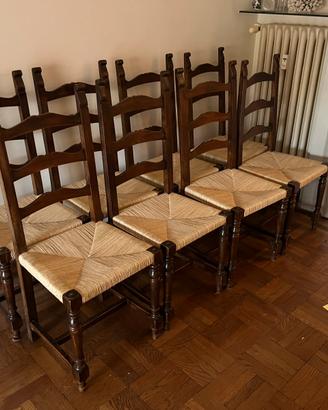 8 sedie rustiche in legno