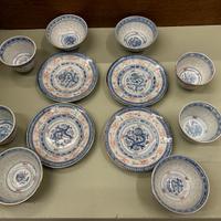 set ceramica cinese, ciotole chicco di riso