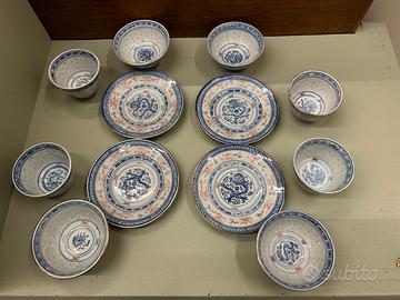 set ceramica cinese, ciotole chicco di riso