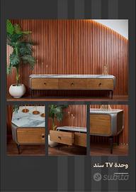 Mobile TV design moderno con piano effetto marmo –