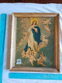 Antico quadro sacro con cornice dorata