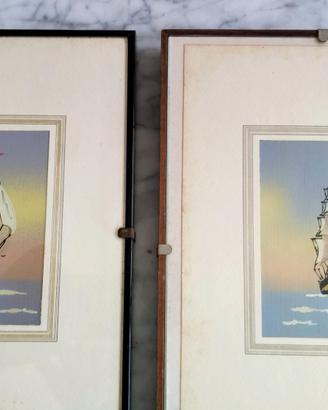 Coppia quadri Vintage "Velieri Marinari" anni '60.