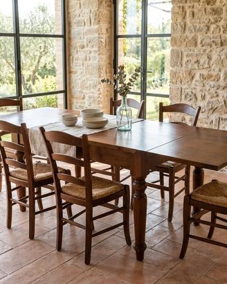 Tavolo Allungabile e 6 Sedie in Legno Massiccio