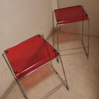 6 SGABELLI IN ACCIAIO CON SEDUTA PLEXIGLAS ROSSA