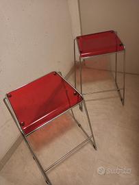 6 SGABELLI IN ACCIAIO CON SEDUTA PLEXIGLAS ROSSA