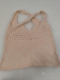 Borsa in maglia crochet beige – 