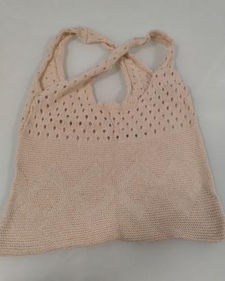 Borsa in maglia crochet beige – 