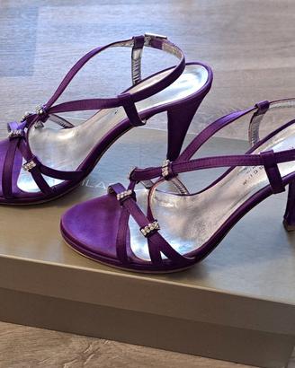 Sandalo donna in raso viola n.38