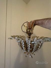 Lampadario vetro anni 70 simil Swarovski