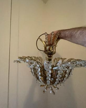 Lampadario vetro anni 70 simil Swarovski