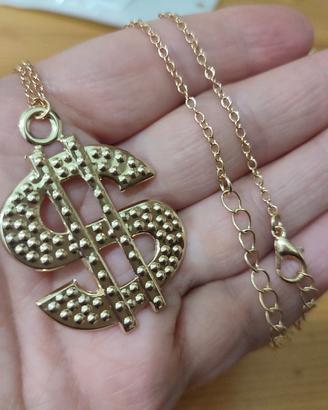 Collana trap hip hop nuova dollaro 