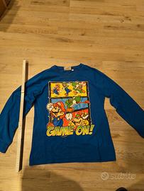 Maglietta blu super mario 12 anni