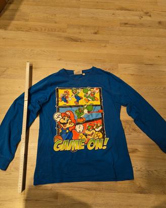 Maglietta blu super mario 12 anni