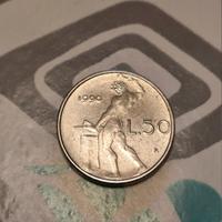 50 Lire piccole 1990 Errore di conio 