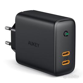 Caricatore AUKEY con 2 prese USB-C e Cavi