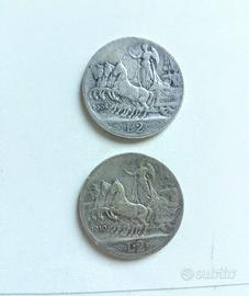 Regno Italia 2 lire 1908 1910 argento quadriga**