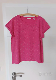 Maglietta donna fucsia con fantasia – maniche cort