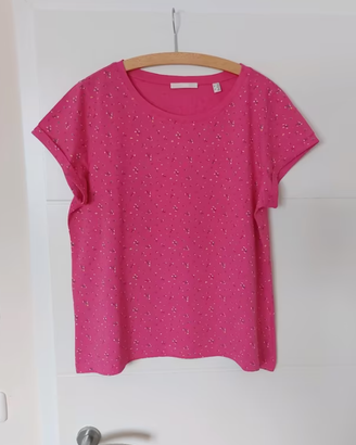 Maglietta donna fucsia con fantasia – maniche cort