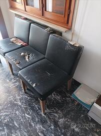 3 sedie imbottite in legno