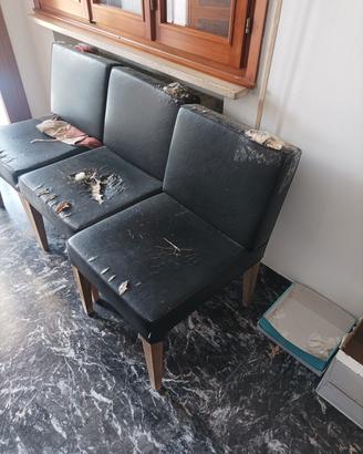 3 sedie imbottite in legno