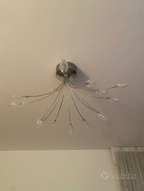 Lampadario 15 luci acciaio e vetro -design moderno