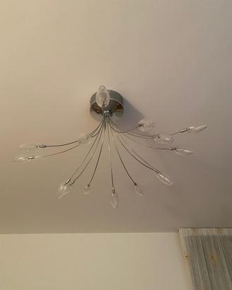 Lampadario 15 luci acciaio e vetro -design moderno