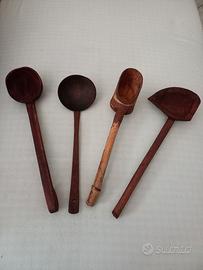 Posate mestoli utensili da cucina vintage in legno