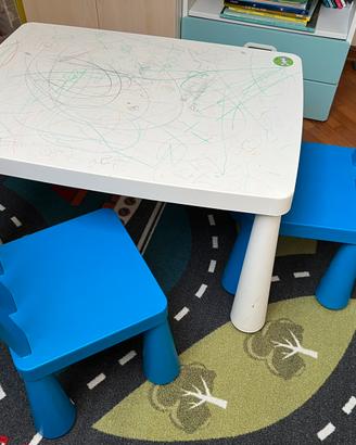 Tavolino e 2 sedie in plastica per bambini