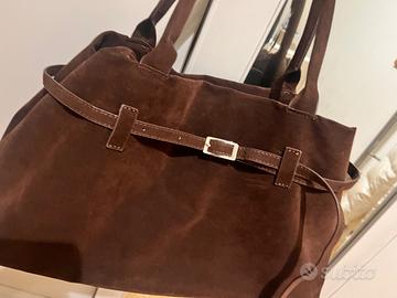 Borsa scamosciata marrone