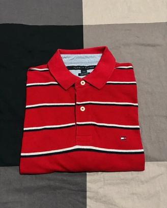 Polo Tommy Hilfiger Rossa a Righe Taglia L