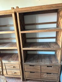 2 Librerie in legno massello - stile rustico
