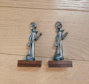 Coppia statuette Peltro angelo vintage 10cm