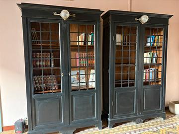 Coppia librerie in legno massello