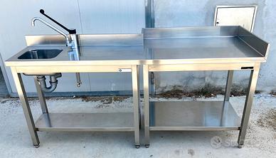 Tavolo acciaio con lavello Mareno