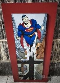 QUADRO VERTICALE IN LEGNO SUPERMAN FUMETTI POP ART