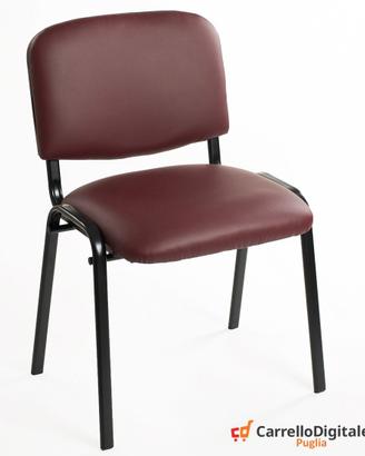 Sedia Imbottita Impilabile in Eco Pelle BORDEAUX