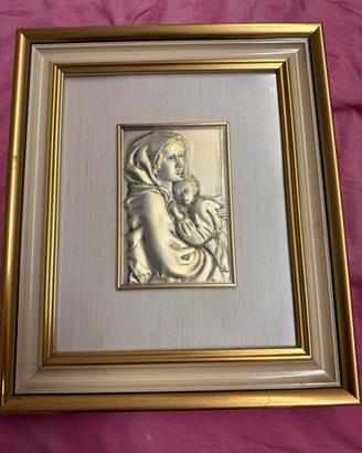 Quadro in argento beata vergine gesù bambino