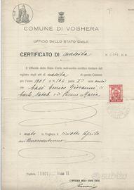 vecchi certificati nascita Voghera PV; 1927/1954