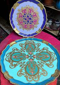 Coppia di Vassoi in legno in Stile Shabby-Chic