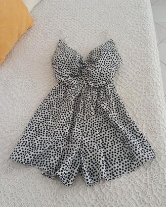 Vestitino tutina Cherry Moda a pois b/n