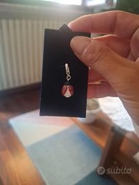 Ciondolo coccinella Swarovski, argento e cristalli