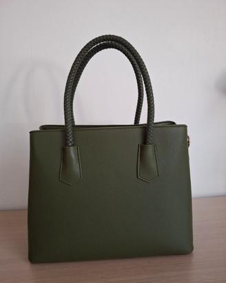Borsa a mano verde oliva con tracolla 