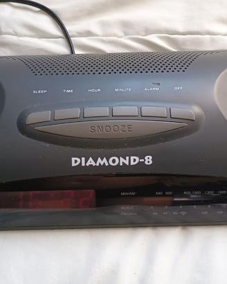 Radiosveglia Diamond-8, AM-FM funzionante.