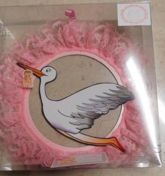 Fiocco nascita Cicogna bambina/bambino tondo