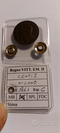 2 centesimi 1861 Milano periziata