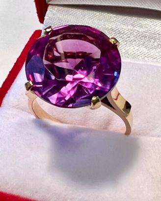 Anello in oro giallo massiccio 18 kt con ametista